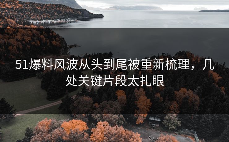 51爆料风波从头到尾被重新梳理，几处关键片段太扎眼